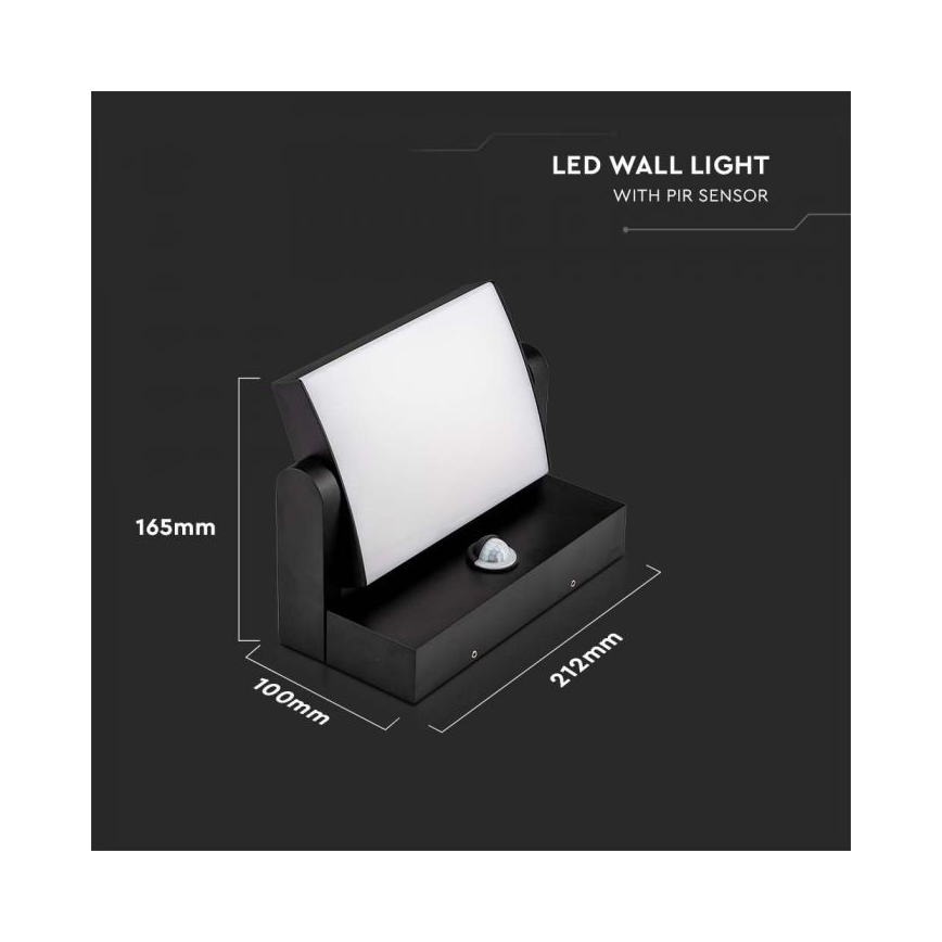LED Iluminação de parede exterior com sensor LED/17W/230V 4000K IP65 preto