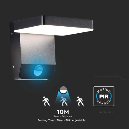 LED Exterior wall flexible iluminação com sensor LED/17W/230V IP65 4000K preto