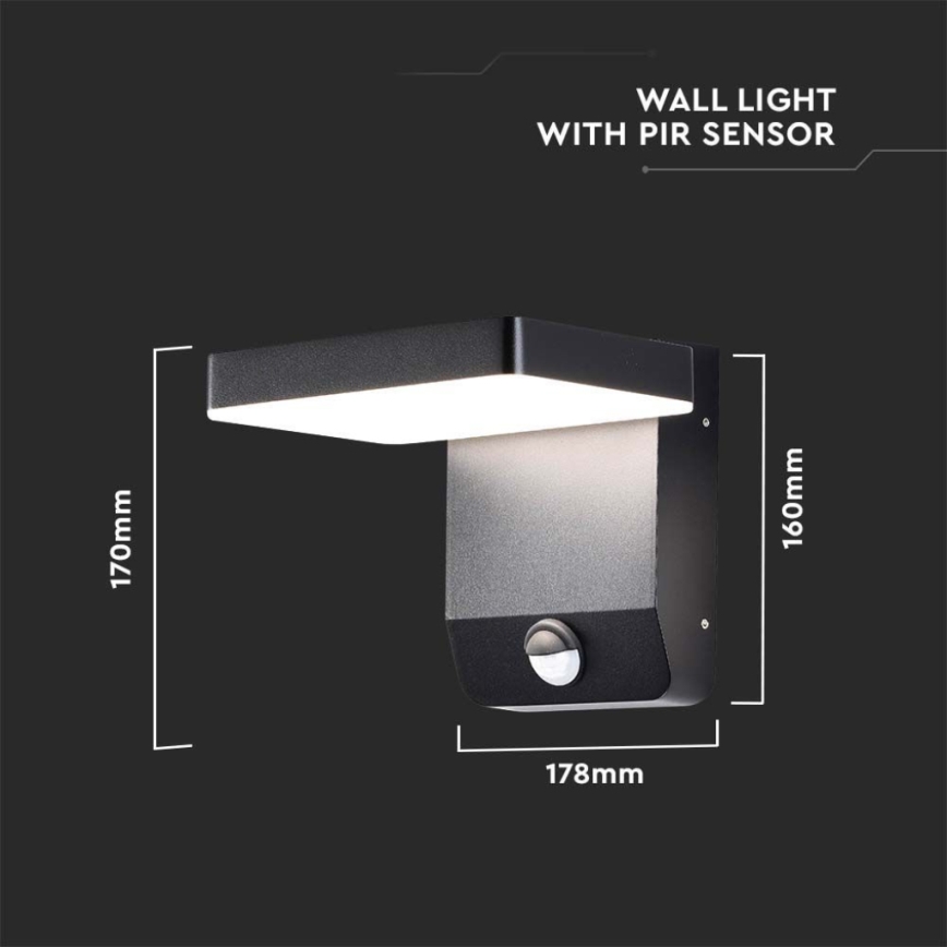 LED Exterior wall flexible iluminação com sensor LED/17W/230V IP65 4000K preto