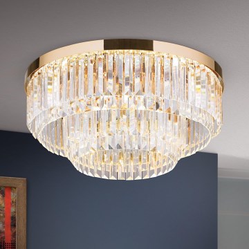 LED Iluminação de teto de cristal com regulação PRISM LED/80W/230V diâmetro 55 cm 24K dourado
