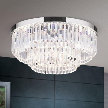LED Iluminação de teto de cristal com regulação PRISM LED/80W/230V diâmetro 55 cm cromado brilhante