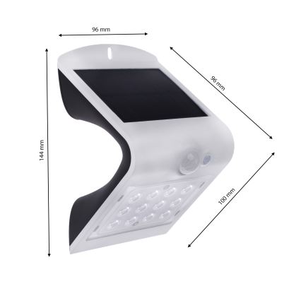 LED Iluminação solar com sensor de movimento LED/1,5W/1200 mAh 3,7V IP65