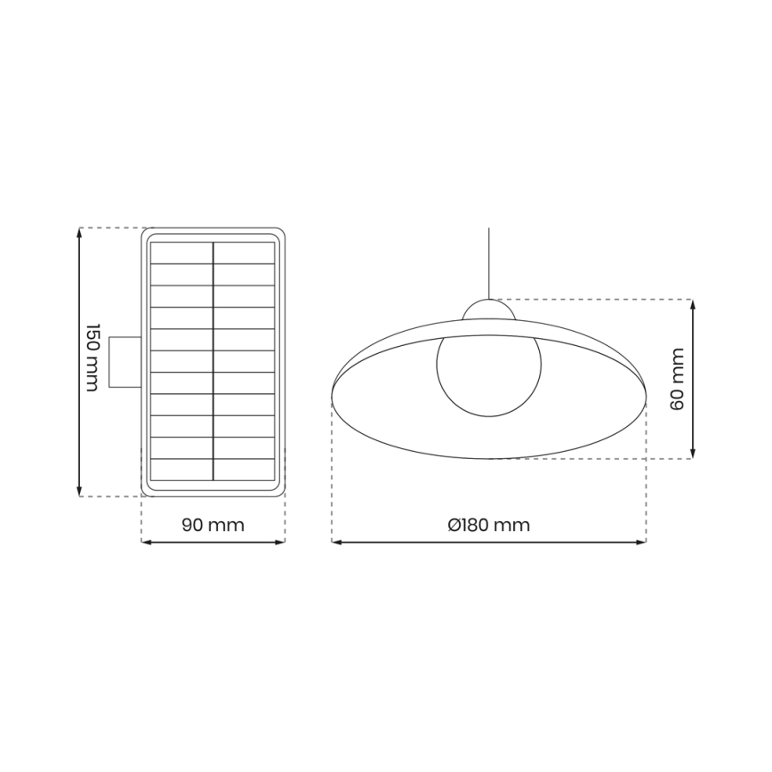 LED Iluminação solar suspensa com regulação e sensor de crepúsculo LED/6W/3,7V 800 mAh IP44 + controlo remoto