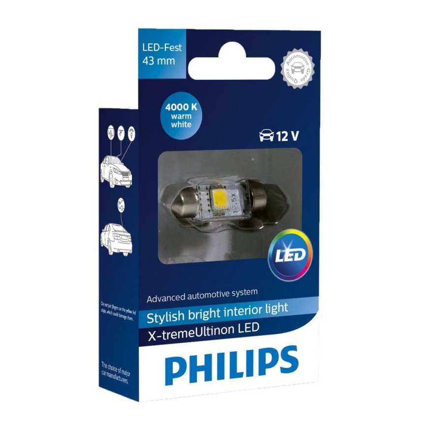 LED Lâmpada de carro Philips X-TREME VISION 129454000KX1 C5W SV8,5/1W/12V 4000K