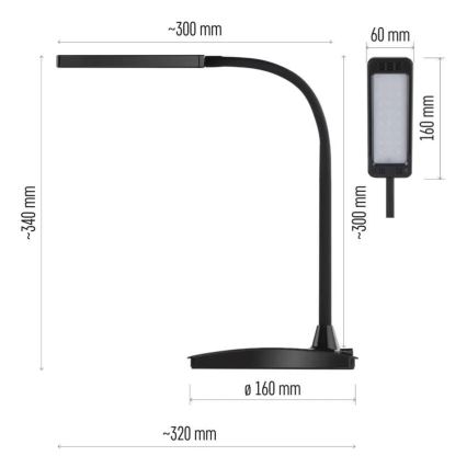 LED Lâmpada de mesa regulável EDDY LED/6W/230V 3000/4500/6800K preta