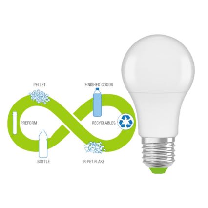 LED Lâmpada fabricada em plástico reciclado A60 E27/8,5W/230V 2700K - Ledvance