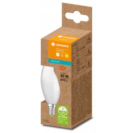 LED Lâmpada fabricada em plástico reciclado B40 E14/4,9W/230V 2700K - Ledvance