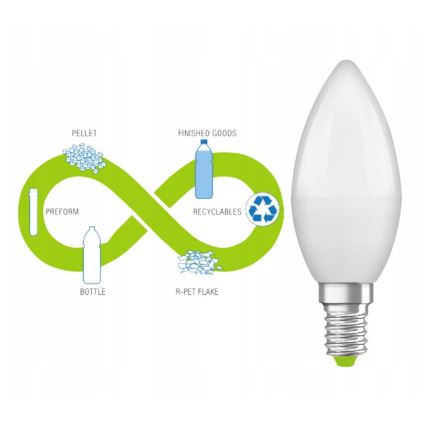 LED Lâmpada fabricada em plástico reciclado B40 E14/4,9W/230V 4000K - Ledvance