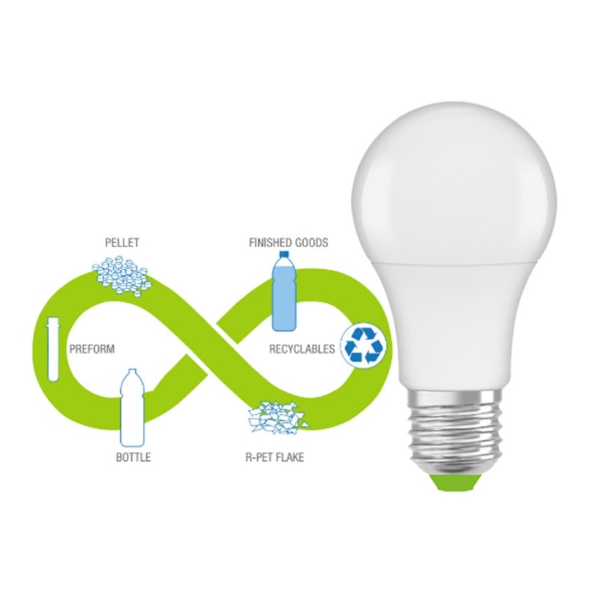 LED Lâmpada fabricada em plástico reciclado E27/10W/230V 2700K - Ledvance