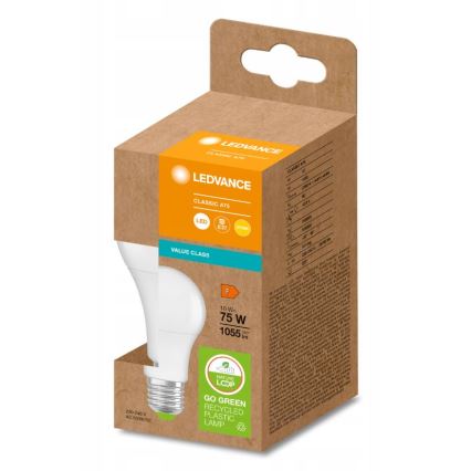 LED Lâmpada fabricada em plástico reciclado E27/10W/230V 2700K - Ledvance