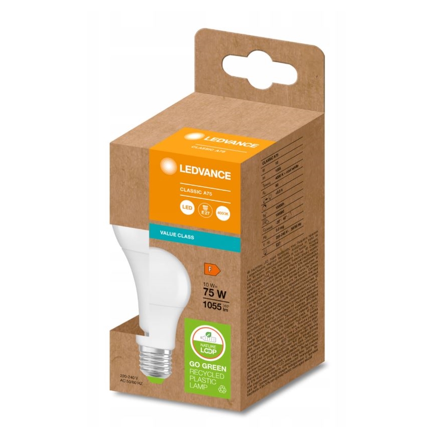 LED Lâmpada fabricada em plástico reciclado E27/10W/230V 4000K - Ledvance