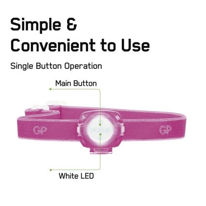LED Lanterna de cabeça GP EVERYBODY 4xLED/2×CR2025 rosa