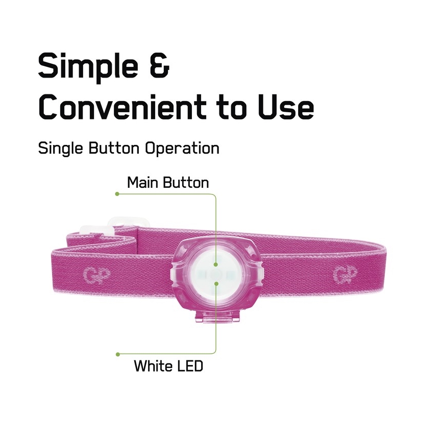 LED Lanterna de cabeça GP EVERYBODY 4xLED/2×CR2025 rosa