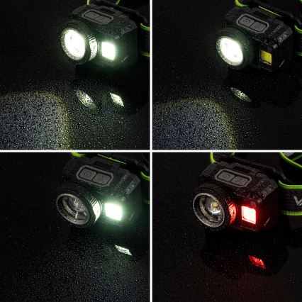Lanterna frontal LED recarregável regulável com sensor e luz vermelha LED/6W/5V/3xAAA IP66 500 lm 1200 mAh