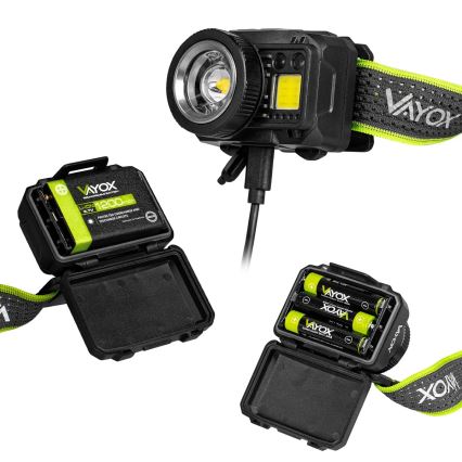 Lanterna frontal LED recarregável regulável com sensor e luz vermelha LED/6W/5V/3xAAA IP66 500 lm 1200 mAh
