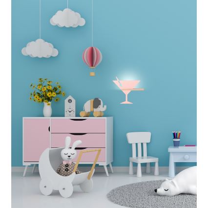 Luminária de parede infantil LED com prateleira PICCOLO LED/4W/230V rosa/madeira,