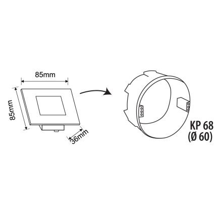 Luminária LED para escadas exteriores DECENTLY LED/2,5W/230V 4000K IP44 preta