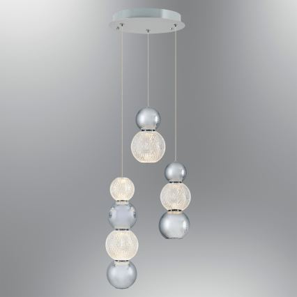 LED Luminária pendente CREMONA LED/17W/230V 3000K cromado fosco