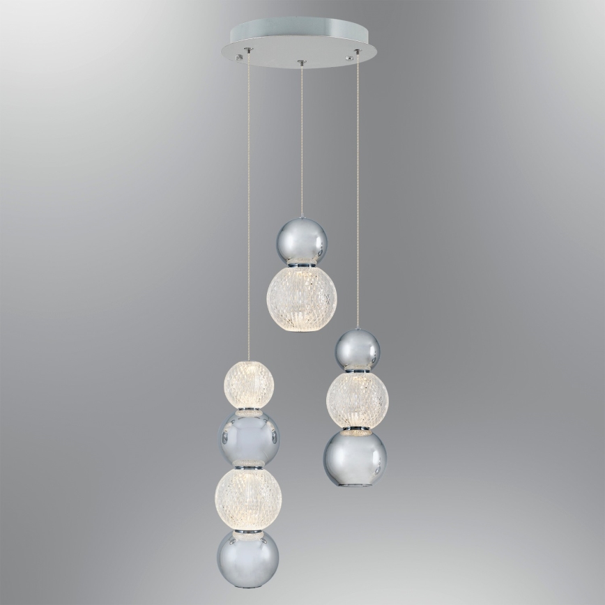 LED Luminária pendente CREMONA LED/17W/230V 3000K cromado fosco