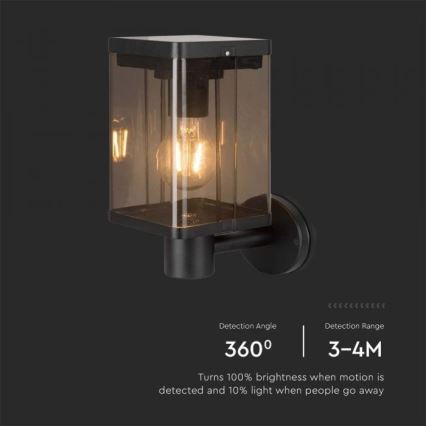 Luminária de parede solar LED para exterior com sensor LED/2,5W/3,7V 3000K IP54 2000 mAh