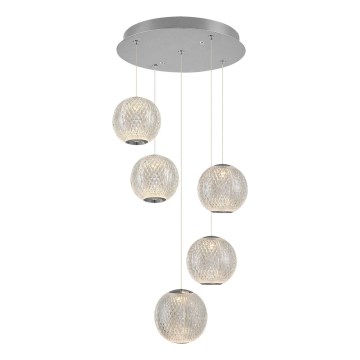 LED Luminária suspensa CREMONA 5xLED/5W/230V 3000K cromado mate