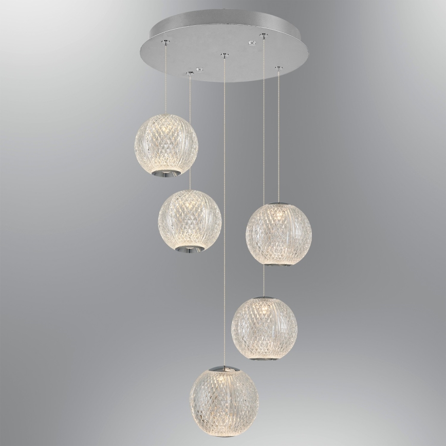 LED Luminária suspensa CREMONA 5xLED/5W/230V 3000K cromado mate
