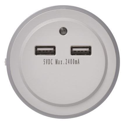 LED Luz noturna para uma ficha se fotosenzorem+2xUSB 3xLED/0,3W/230V