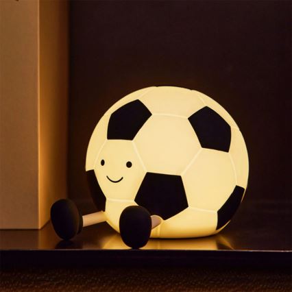 LED Regulação crianças táctil candeeiro FOOTBALL LED/2W/5V USB 1200 mAh branco/preto