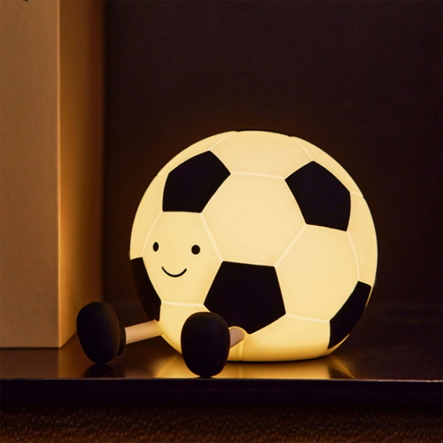 LED Regulação crianças táctil candeeiro FOOTBALL LED/2W/5V USB 1200 mAh branco/preto