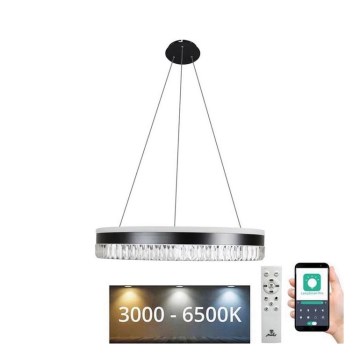 LED Regulação cristal candeeiro suspenso LED/80W/230V 3000-6500K preto + comando