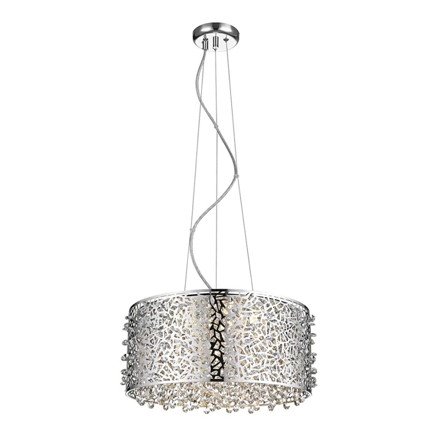 LED Regulação cristal candelabro suspenso FOREST 5xLED/5W/230V cromado mate