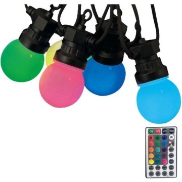 LED RGB Corrente exterior STRING 13 m 15xLED/0,5W/230V IP44 + controlo remoto