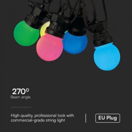 LED RGB Corrente exterior STRING 13 m 15xLED/0,5W/230V IP44 + controlo remoto