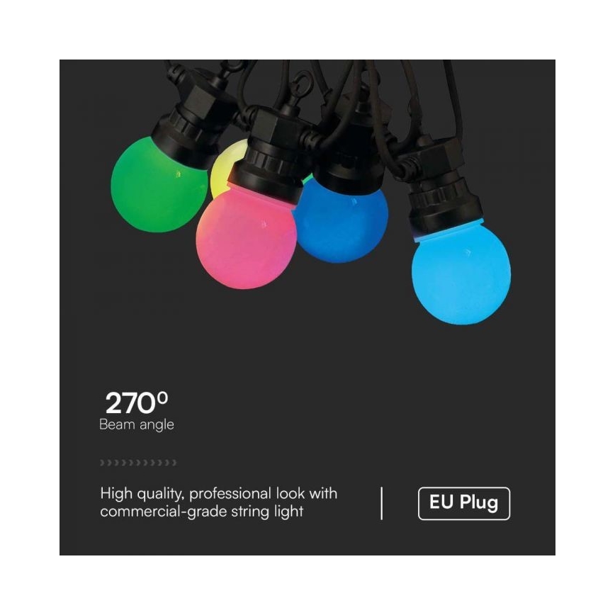 LED RGB Corrente exterior STRING 13 m 15xLED/0,5W/230V IP44 + controlo remoto