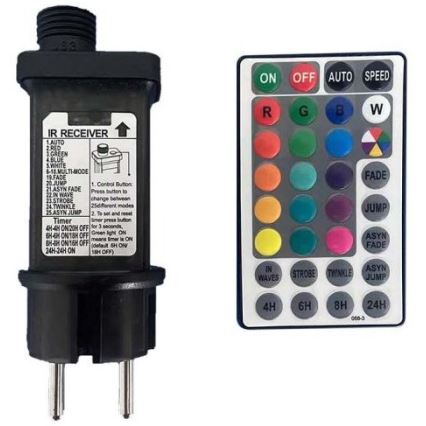 LED RGB Corrente exterior STRING 13 m 15xLED/0,5W/230V IP44 + controlo remoto