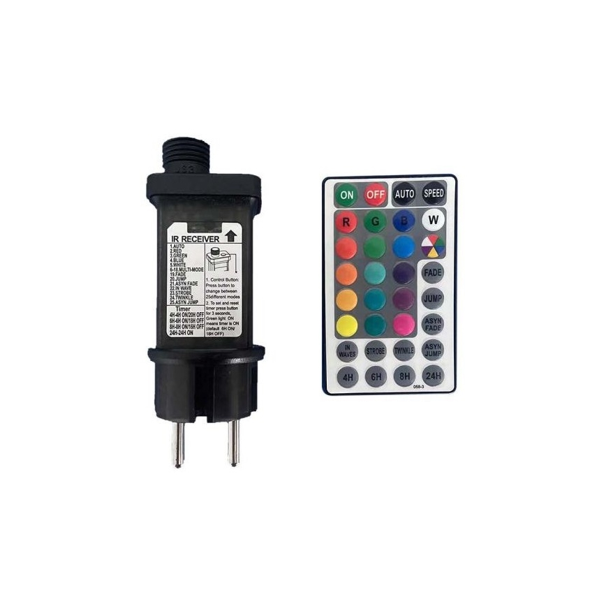 LED RGB Corrente exterior STRING 13 m 15xLED/0,5W/230V IP44 + controlo remoto