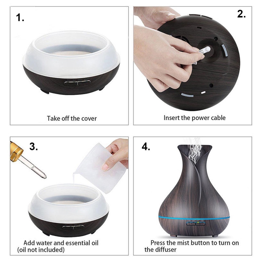 LED RGB Humidificador e ionizador de ar 400 ml