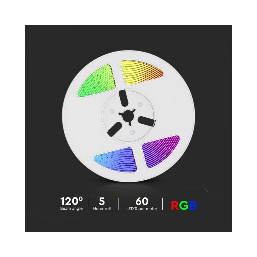 LED RGB Regulação solar tira LED/1,2W/3,7V IP67 5m + controlo remoto