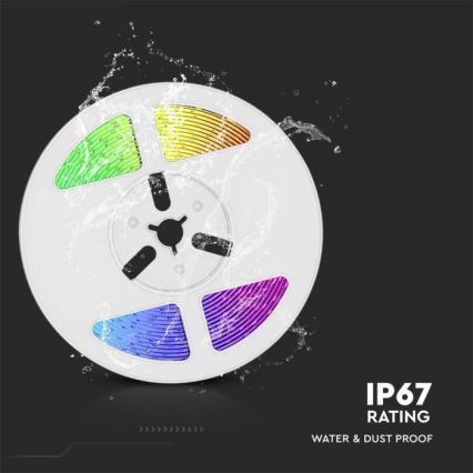 LED RGB Regulação solar tira LED/1,2W/3,7V IP67 5m + controlo remoto