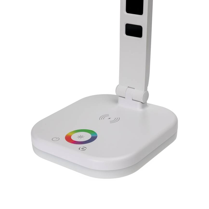 LED RGBW Candeeiro regulável com carregamento sem fios, ecrã, Porta USB MAGNUS LED/6W/5V 3000-6500K branco