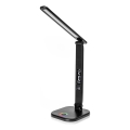 LED RGBW Candeeiro regulável com carregamento sem fios, ecrã, Porta USB LCD MAGNUS LED/6W/5V 3000-6500K preto