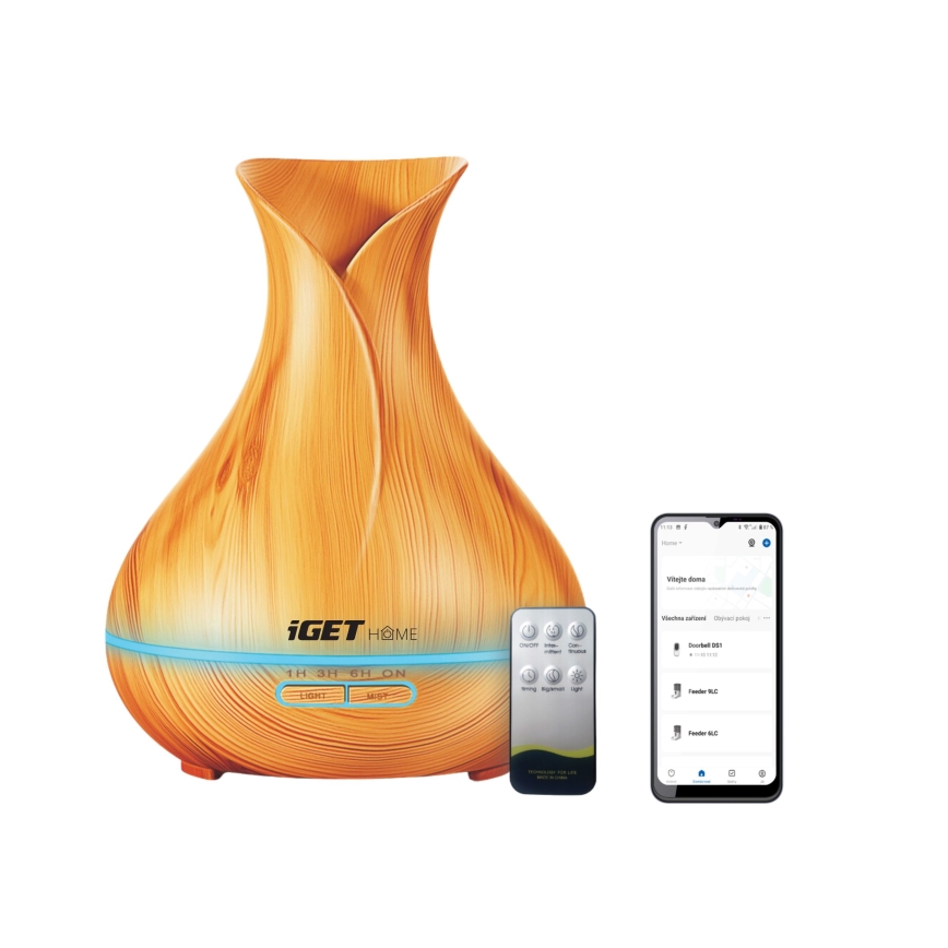 LED RGBW Difusor de aromas e humidificador de ar LED/230V 500 ml Wi-Fi + controlo remoto
