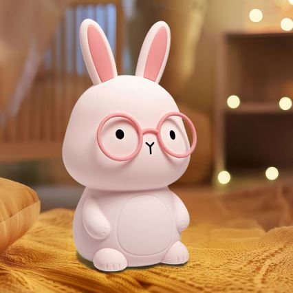 LED RGBW Regulação crianças táctil candeeiro FLORKA LED/1W/5V USB 1200 mAh coelho rosa