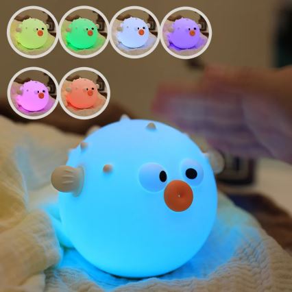 LED RGBW Regulação crianças táctil candeeiro HELI LED/1W/5V USB 1200 mAh peixe azul