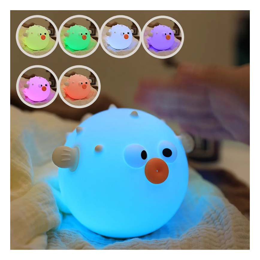 LED RGBW Regulação crianças táctil candeeiro HELI LED/1W/5V USB 1200 mAh peixe azul