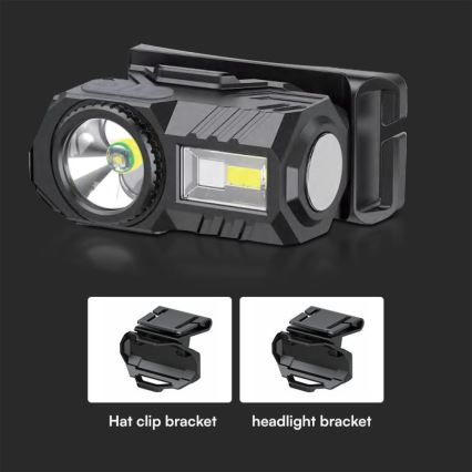 LED RGBW Regulação rechargeable headlamp USB LED/3W/5V IP43 190 lm 24 h