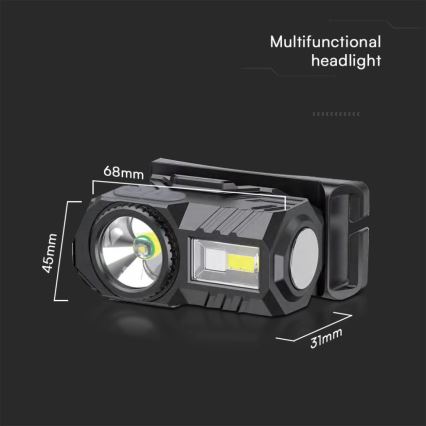 LED RGBW Regulação rechargeable headlamp USB LED/3W/5V IP43 190 lm 24 h