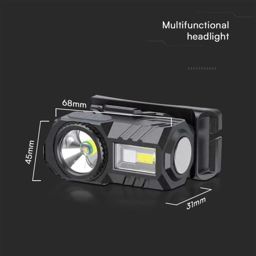 LED RGBW Regulação rechargeable headlamp USB LED/3W/5V IP43 190 lm 24 h