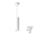 LED RGBW Regulável pendente para casa de banho com cabo TURYN 1xGU10/6,5W/230V 2700-6500K Wi-Fi IP44 branco