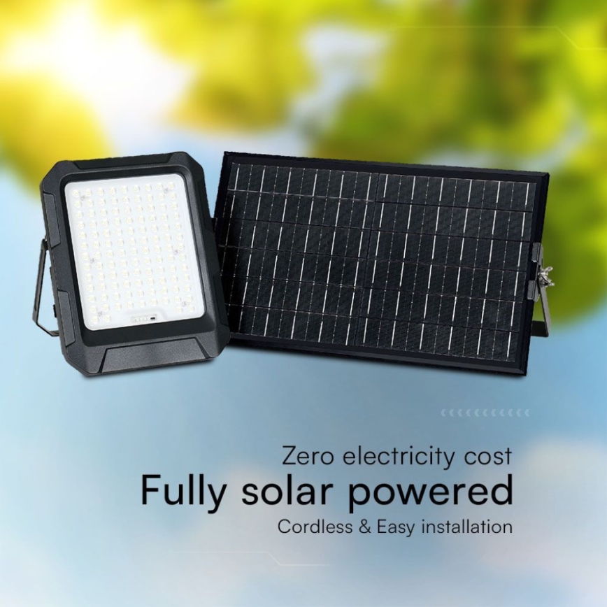 LED Solar holofote LED/15W/3,7V IP65 4000K preto + comando